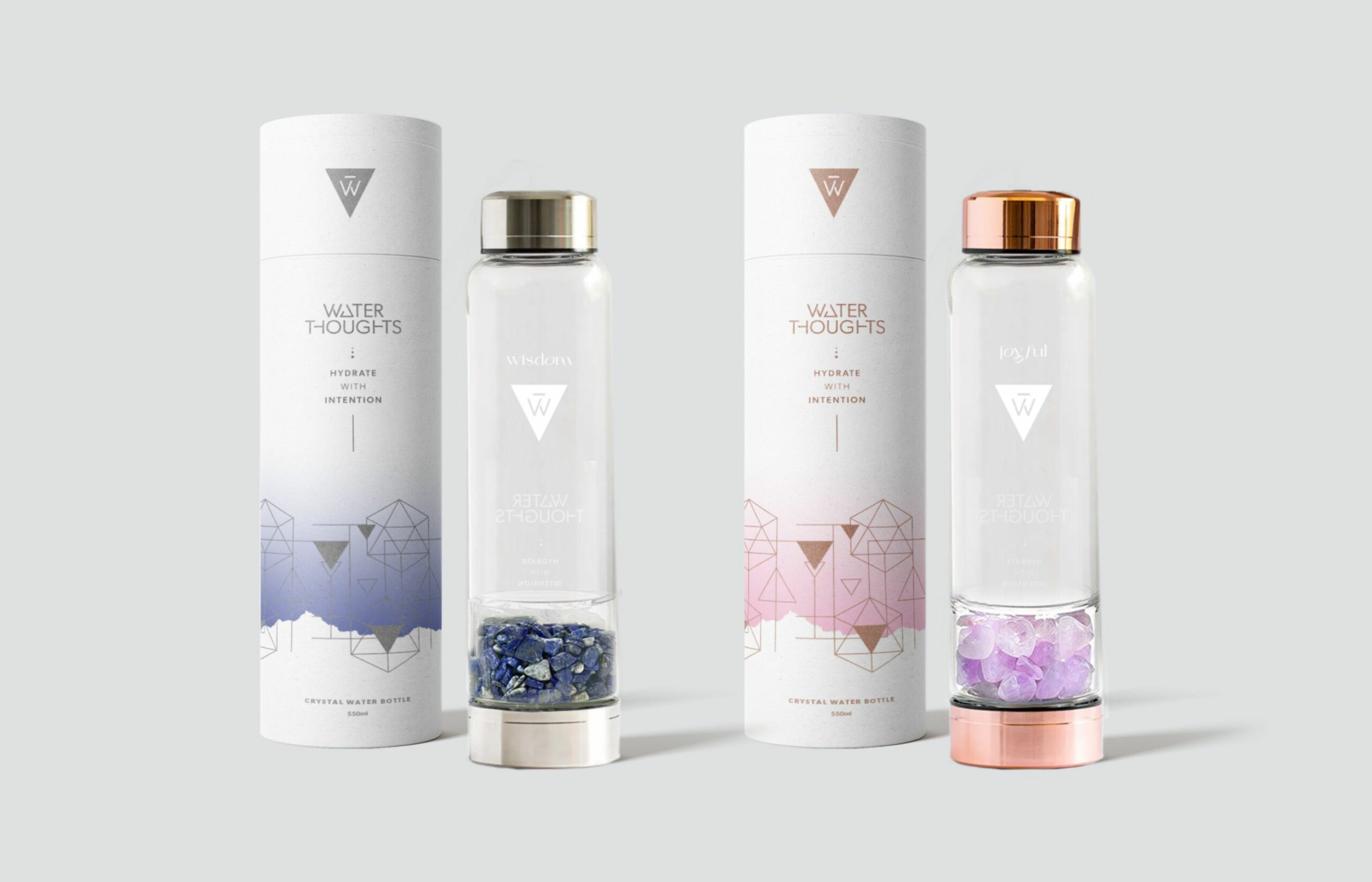 Water Thoughts Crystal Water Bottles Branding, Packaging & Website Design and Development by TL Design Co.