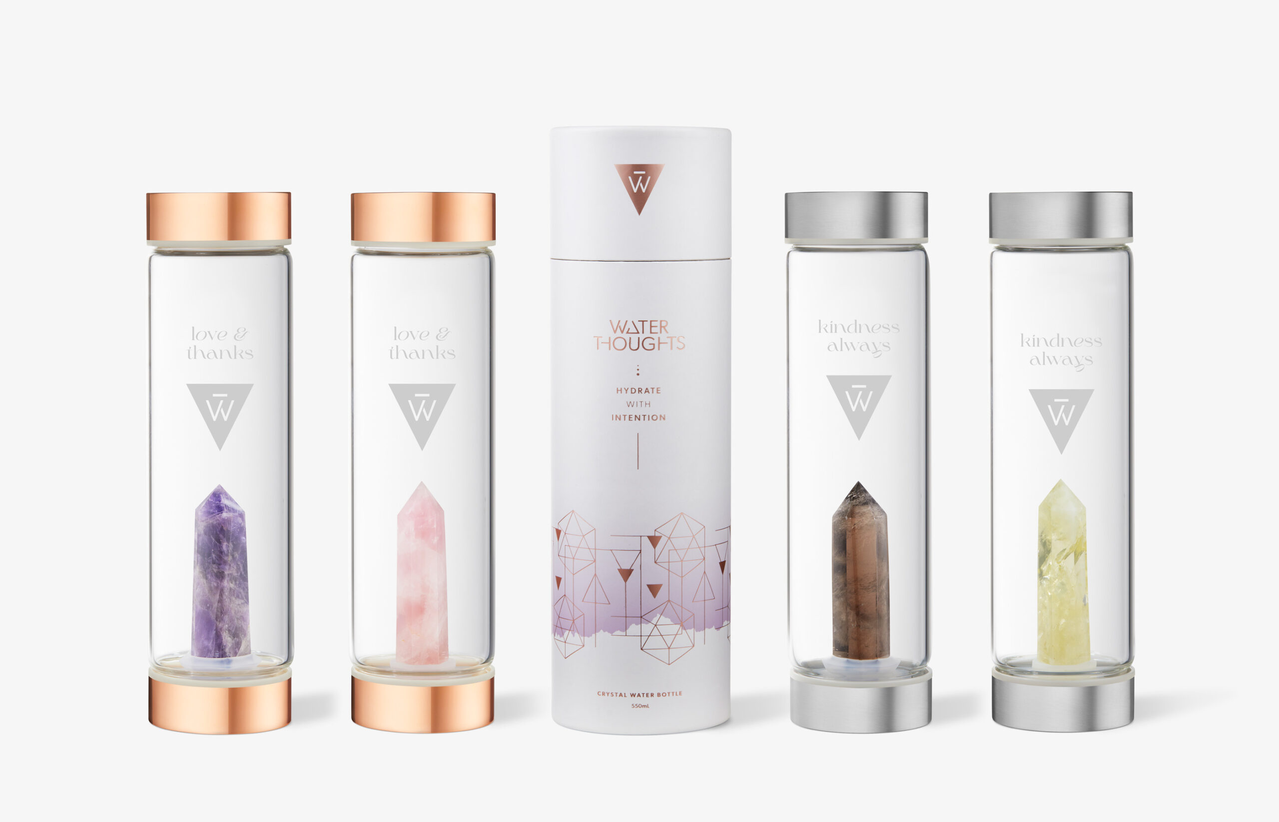 Water Thoughts Crystal Water Bottles Branding, Packaging & Website Design and Development by TL Design Co.