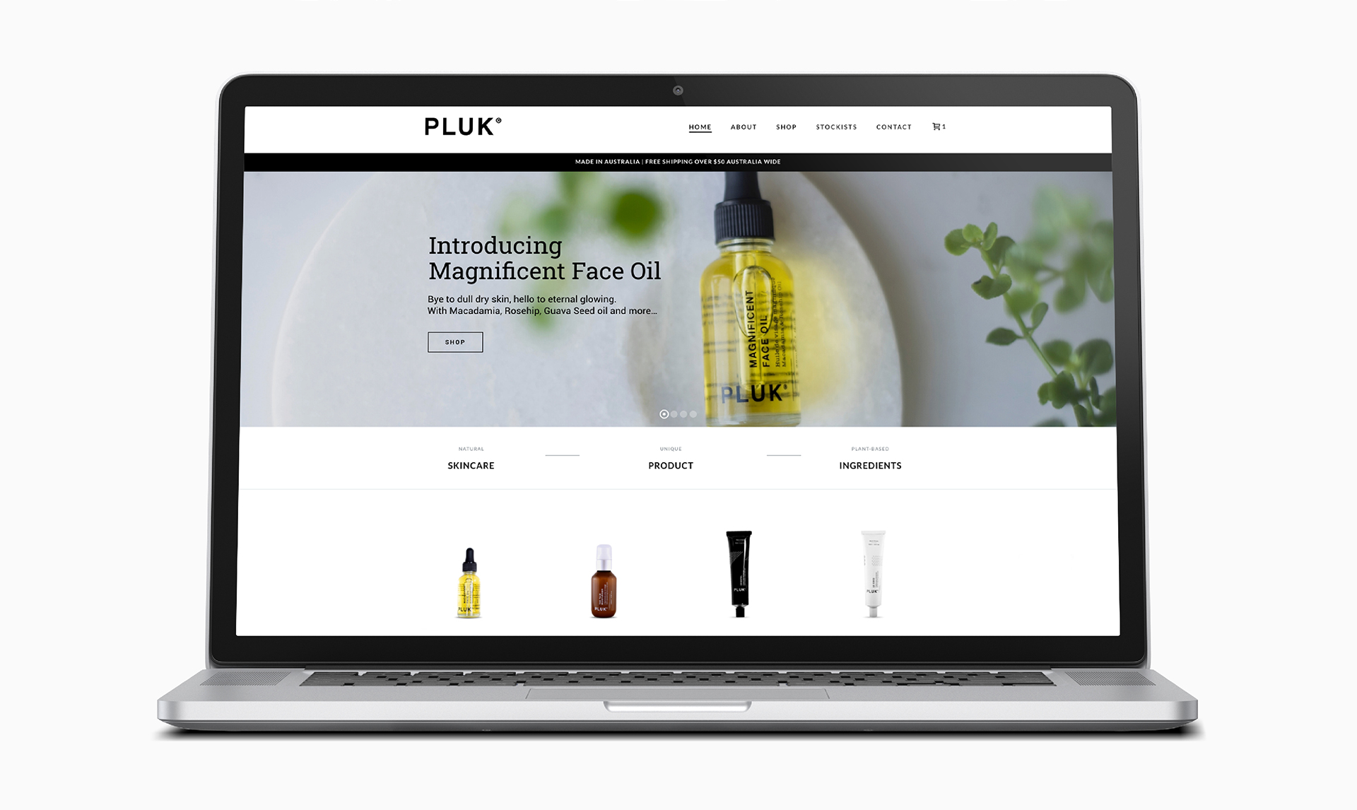 Pluk Skincare Graphic Design, Packaging, Website and Branding Design and Development by TL Design Co.
